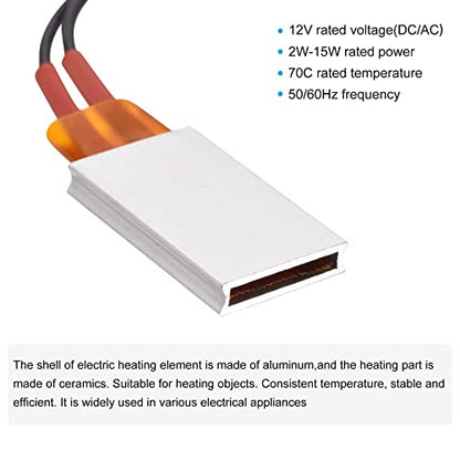 MECCANIXITY PTC Heating Element 12V 2W-15W 70C Consistent Temperature Ceramic Thermostatic for Heating 2pcs - style: 12V