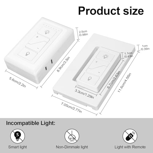 Smart Plug-in Dimmer, Wireless Dimmer Plug with Remote, 2.4GHz Dual Outlets Switch for Lamp Compatible with Alexa, for Dimmable LED, CFL, Incandescent and Halogen Lamps