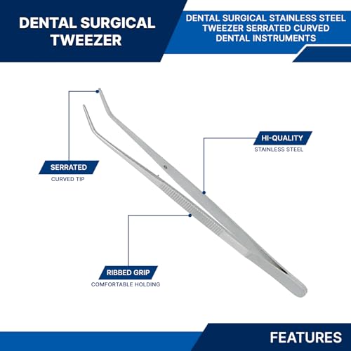 Stainless Steel Tweezers, with Curved Serrated Tip Multipurpose Tweezers Sewing Machine Tweezers Forceps for Craft Repairing (1)