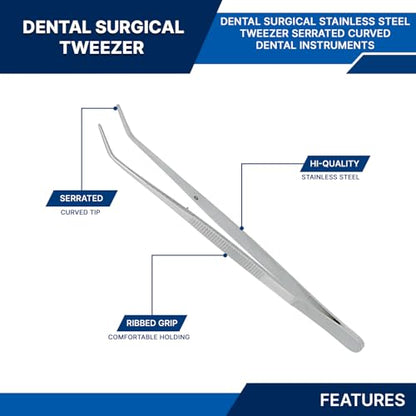 Stainless Steel Tweezers, with Curved Serrated Tip Multipurpose Tweezers Sewing Machine Tweezers Forceps for Craft Repairing (1)