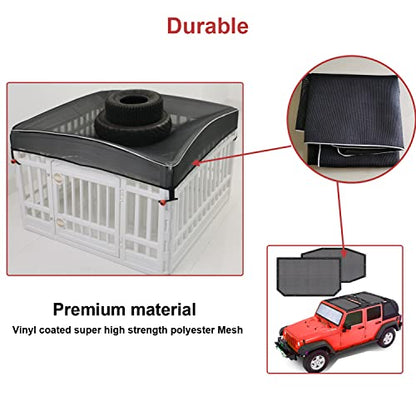 Dog Playpen Cover Mesh Top - Dog Pen Cover for Pets Fits 36 Inch 4 Panels Square Plastic Exercise Pet Pen,Provide Security for Indoor Dog Pen (Playpen Not Included) - color: 36 inch 4 panel mesh cover