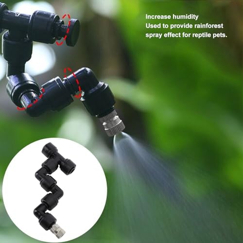 flexman Reptile Mister Nozzles, 360 Degrees All Direction Coverage Embedded Reptile Misting Nozzles for Mist Cooling System Greenhouse Courtyard for Outdoor Patio Poolside, Camping