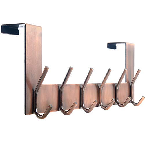 WEBI Over The Door Hooks for Hanging,Door Hanger:Over The Door Towel Rack,Over Door Coat Rack Door Coat Hanger,6 Hooks for Hanging Towels,Clothes,Hats,Behind Back of Bathroom,Antique Copper - color: Z Copper, size: 1 Pack