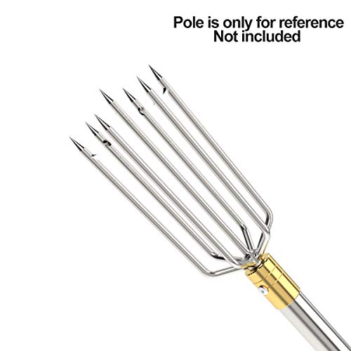 Cyfie 5/7 Prong Fishing Harpoon, Stainless Steel Gig Gaff Hook with 8mm Screw, Harpoon Hook for Hunting Fish Flounder Frog Gig in Pond River Lake, Capable for Fishing Gaff Gig Pole - color: 7 Prong with 8mm screw