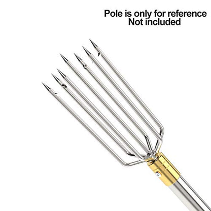 Cyfie 5/7 Prong Fishing Harpoon, Stainless Steel Gig Gaff Hook with 8mm Screw, Harpoon Hook for Hunting Fish Flounder Frog Gig in Pond River Lake, Capable for Fishing Gaff Gig Pole - color: 7 Prong with 8mm screw