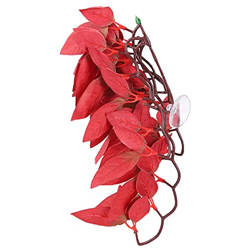 BORDSTRACT Artificial Reptile Plant, Lifelike Plastic Hanging Leaves Decoration with Suction Cup for Terrarium Fish and Reptile Habitats (T-1033A4) - size: T-1033A4