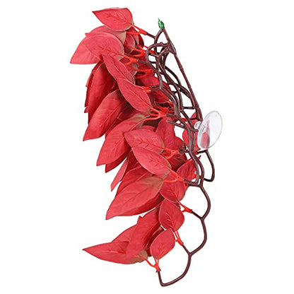 BORDSTRACT Artificial Reptile Plant, Lifelike Plastic Hanging Leaves Decoration with Suction Cup for Terrarium Fish and Reptile Habitats (T-1033A4) - size: T-1033A4