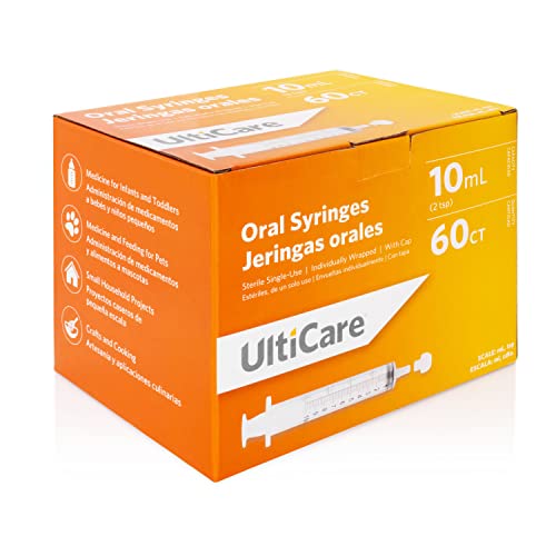 UltiCare 10mL (2 TSP) Oral Tip Syringe – Uses Include Oral Administration of Medicine for Infants. with Cap, Sterile Individually Wrapped, 60 Count - color: 10ml (60 Count)