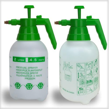 1/2 Gallon Handheld Pump Sprayer, 2 Pack Garden Pressure Sprayer with Adjustable Brass Nozzle, Multi-Purpose 75 Oz Water Spray Bottle Ideal for Watering, Fertilizing, Cleaning (White-2L) - color: White-2L