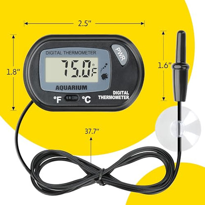 iPower 8 by 18-Inch 24W Reptile Heat Mat, LCD Digital Aquarium Thermometer, Under Tank Warmer Terrarium Heat Pad for Turtles Lizards Frogs and Other Small Animals, Multi Sizes - size: 8 X 18 Inch, style: Pad + Thermometer