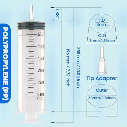 SHAOTONG 300mL Syringe Catheter Tip with 40 Inch Plastic Tube for Feeding Pets, Liquid Refilling, Drawing Oil Fluid - size: 300ML/CC