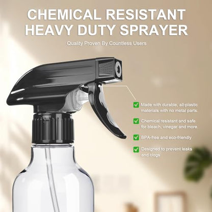 Uineko Spray Bottles 2-Pack, 10 Oz, Mist & Stream, Heavy Duty Spraying Empty Water Sprayer Bottle, BPA Free Plastic Refillable Containers for Cleaning Solutions, Plants, Hair, Essential Oils (Clear) - style: Clear