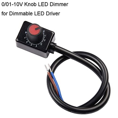 2 pcs DC 0/1-10V Knob LED Dimmer Mini Controller Rotary Switch PWM Dimming with knob Cap for 0/1-10V Dimmable LED Drivers Controling Interior Light Grow Lamp