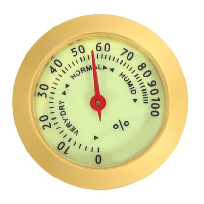 Small Round Analog Hygrometer for Humidor and Violin Cases High-Precision Humidity Gauge for Cigar Boxes and Musical Instruments Compact Mechanical Design for Accurate Measurement