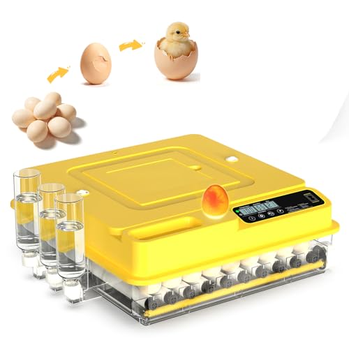 72 Egg Incubator for Hatching Eggs, Fully Automatic Egg Incubator with Auto Temp/Water/Turning, for Chicken Duck Goose Quail Pigeon Turtle Eggs, Humidity Control by Bottles, 360° View Clear Window - color: 72-EGGS