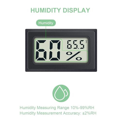 8 Pack Mini Indoor Temperature Humidity Meter Gauge Thermometer Hygrometer LCD Display Fahrenheit (℉) for Humidors Greenhouse Garden Cellar Jars Closet