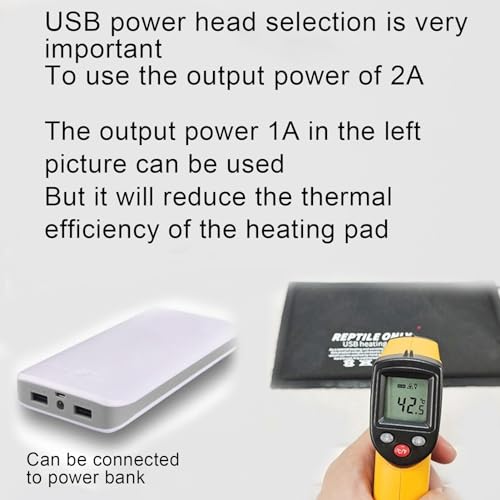 Medium Reptile Heating Pad USB Powered 45℃ Constant Temperature Mat Water Safe Flame Retardant 7 Layer Safety Design for Reptile Snake Leopard Gecko Turtle (S) - size: S