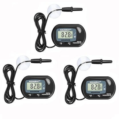 AQUANEAT Aquarium Thermometer, Fish Tank Thermometer, Digital Temperature Test, with Large LCD Display (3 Packs) - size: 3 Packs
