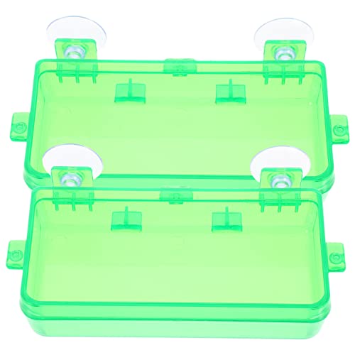 Yardwe 2pcs Reptile Feeding Boxes Multi-Function Escape Feeder Bowl Suction Cups for Water and Food for Geckos Lizards and Other Reptile Pets Small Green - color: Green, size: 9X6X3.5CM