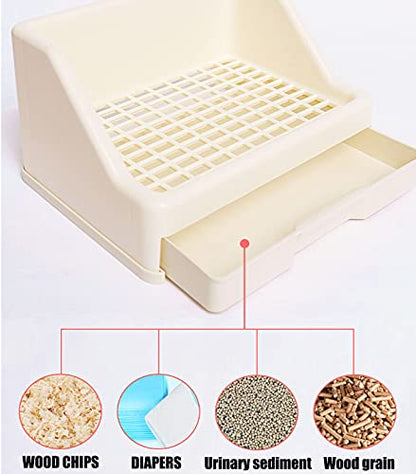 kathson 50PCS Rabbit Pee Pads Disposable and Rabbit Litter Box with Drawer All Absorb Black Carbon Odor Control Quick-Dry Surface for Puppy Guinea Pig Kitten Hedgehog Small Animals