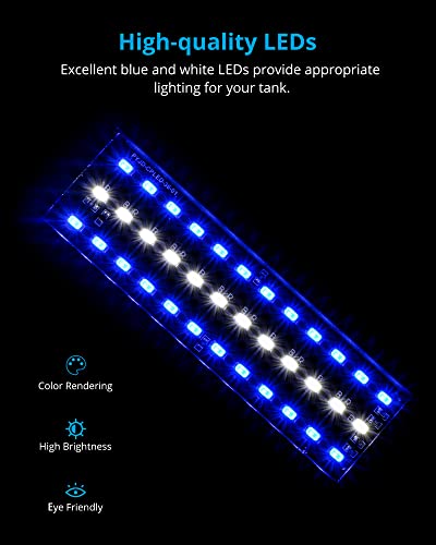 NICREW Marine Clip on Aquarium Light, Saltwater Fish Tank Light for Coral Reef Tanks with LCD Timer, 2 Lighting Modes - size: For Saltwater