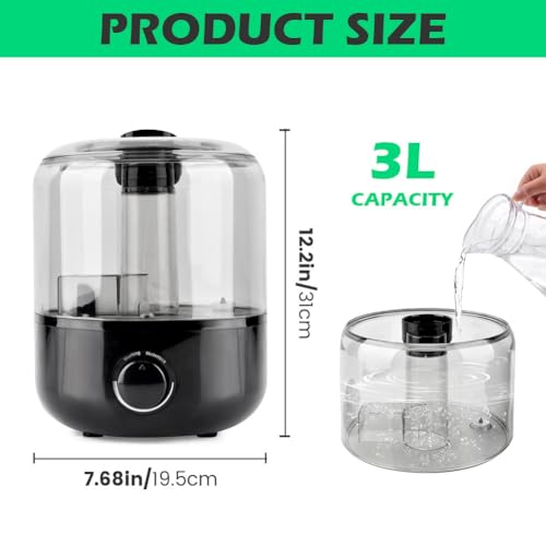 Reptile Humidifier Fogger, 3L Visible Tank Reptile Miste-r for Reptile & Amphibians Terrariums, with Hose Nozzle for Bearded Dragon/Lizard/Gecko/Snake/Tortoise/Moss