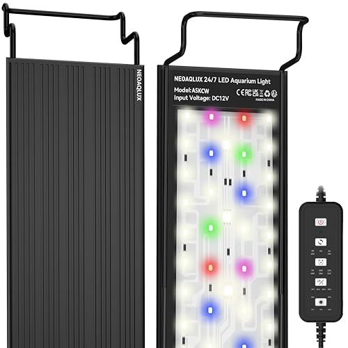 24/7 LED Aquarium Light for 24-30 Inch Plant & Fish Tank IP68, 12-Color & Gradient & Full Spectrum with Sunrise-Daylight-Moonlight, Auto On/Off, Brightness, Extendable Brackets for Freshwater - size: For 24-30 Inch Tank