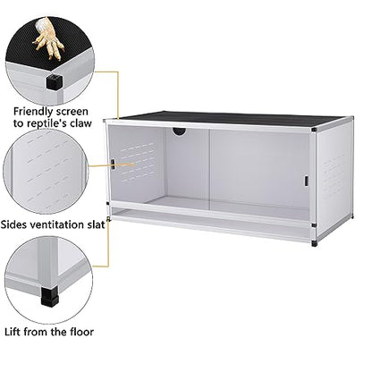 Reptile Enclosure 40x16x16'' Large Reptile Terrarium Habitat Tank for Bearded Dragon Gecko Lizard Snake, 44 Gallon Wide Breeding Lounge Vivarium Area with Sliding Doors Lock - size: 40x16x16'' - 44 Gallon - 2pcs with spacers