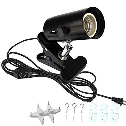 Clamp Lamp Light with 15ft Dimmer Plug-in Cord Adjustable Habitat Lighting Mini Spotlight with Black Heat Lamps Holder Stand for Reading Warehouse Food Truck Portable for Pets Reptiles NO Drilling
