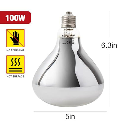 REPTI ZOO 100W Reptile Heat Lamp UVA UVB Reptile Light, Full Spectrum Self-Ballasted Vapor Basking Sunlight Bulb for Reptile and Amphibian Use E26