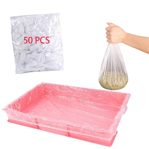 50 Pcs Disposable Rabbit Cage Liner Plastic Toilet Film Leak-Proof for Small Animals Bunny Guinea Pig Bird Cage Liners Litter Box Crate Tray Drawer Quick Cleanup Essentials Indoor (Large) - size: Large-Standard