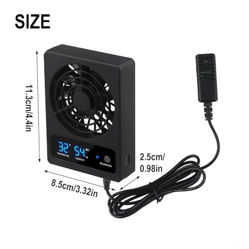 Reptile Enclosure Ventilation Fan, Automatic Humidity Control & Quiet Air-Circulation For Rainforest Terrarium, Smart Cooling System With Display(Fahrenheit) - color: Fahrenheit
