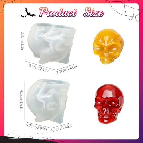 Silicone Skull Resin Molds Set, 3D Alien Skeleton Epoxy Resin Mold for Aromatherapy Candle Making, Skull Pendant, Halloween Decoration, Home Decor, Outdoor Art Crafts