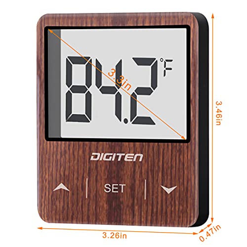 DIGITEN Aquarium Thermometer Digital Fish Tank Thermometer with Large LCD Display Stick On Water Terrarium Temperature Sensor Gauge for Reptiles Turtle Amphibians - color: Walnut
