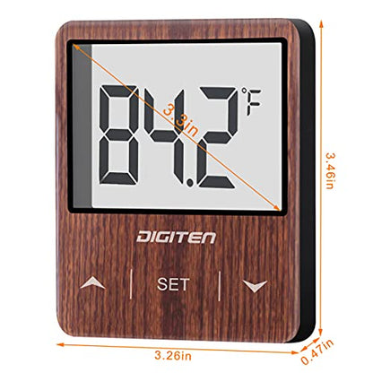 DIGITEN Aquarium Thermometer Digital Fish Tank Thermometer with Large LCD Display Stick On Water Terrarium Temperature Sensor Gauge for Reptiles Turtle Amphibians - color: Walnut
