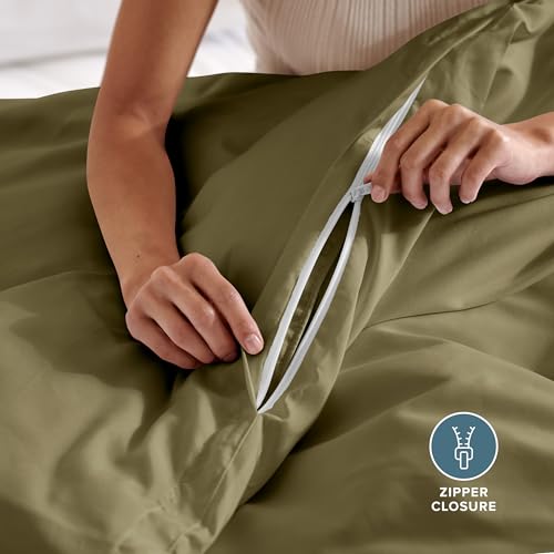 Bare Home Bedding Duvet Cover Extra Long Size - Premium 1800 Super Soft Collection - Lightweight, Cooling - Soft Breathable Bedding Duvet Cover (Twin/Twin XL, Olive) - color: 22 - Olive (No Comforter), size: Twin/Twin XL