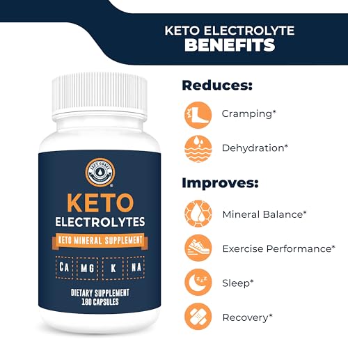 Keto Electrolyte Supplement, 180 Capsules. Electrolyte Pills for Ketogenic Diet. Magnesium, Potassium, Sodium, Calcium. Keto Tablets for Hydration Support* by Left Coast Performance