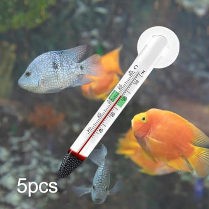 5 Pieces Floating Aquarium Thermometer with Suction Cup Accessories Fahrenheit and Celsius Scale Submersible Thermometer