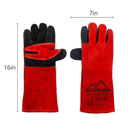 vclpower 16in Animal Handling Gloves Size M Fit for Women & Small Hands Bite Proof Double Leather Reinforced Padding Dog,Cat Scratch,Bird Handling Falconry Gloves Grabbing Reptile Squirrel Snake Bite