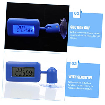 Mikikit Mini Reptile Humidity and Temperature Gauge 360° Rotating Night Glow Suction Cup Thermometer for Leopard Gecko and Bearded Lizards Digital Hygrometer for Reptile Terrariums