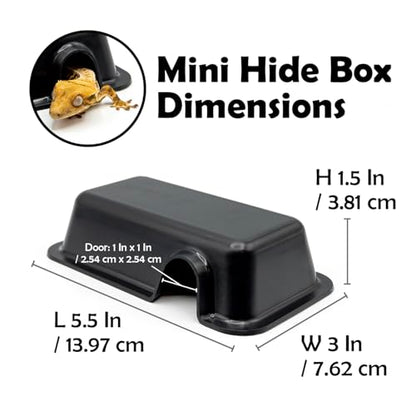 Pangea Reptile Hide Box (A - Mini 5.5"x3"x1.5") - Fits Most Standard Shoe Case Rack Units, Usable as Snake Tank Accessories, Good for Hatchling Ball Python, Boas, Baby Leopard Gecko, Lizards - size: A- Mini