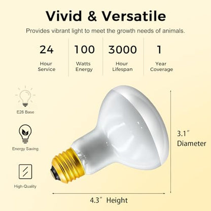 Reptile Heat Lamp 100W, Daylight UVA Basking Light Bulbs with E26 Base for Lizards, Turtles, Snakes and Amphibians 2 Pack - style: Basking 100W 2Pack