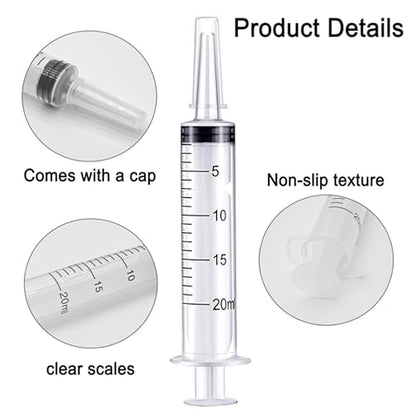 10 Pack 20ml Syringe for Liquid Without Needle,Syringe with Cap,Individually Wrapped,Measurement for Scientific Labs,Measuring Liquids,Pet Feeding,Oil or Glue Applicator (A 10 Pack 20ml) Straight Mouth - size: A 10 Pack 20ml