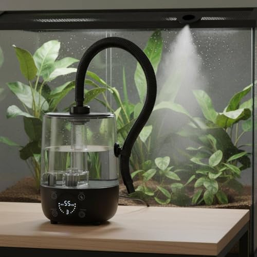 Reptile Humidifier Automatic Shutoff Reptile Digital Control Panel Pet Supply, Black - color: Black