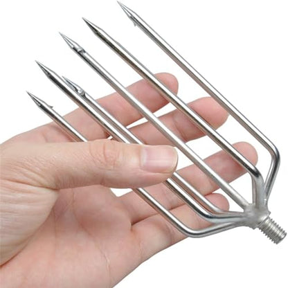 Cyfie 5/7 Prong Fishing Harpoon, Stainless Steel Gig Gaff Hook with 8mm Screw, Harpoon Hook for Hunting Fish Flounder Frog Gig in Pond River Lake, Capable for Fishing Gaff Gig Pole - color: 7 Prong with 8mm screw