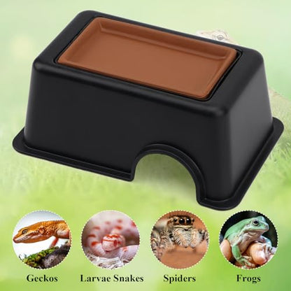 Hypeety Reptile Hide Box, Small Animal Hideaway, Hides with Texture Help Peeling, for Snakes, Lizards, Leopard Gecko with Basin
