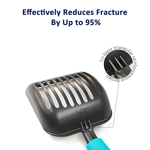 WePet Cat Litter Scoop, Non-Stick Plated Aluminum Alloy Sifter, Kitty Durable Metal Scooper, Deep Shovel, Long Handle, Kitten Pooper Lifter, Size Medium, Coated Black Body with Turkish Blue Handle - color: #02 Turkish Blue, size: Medium