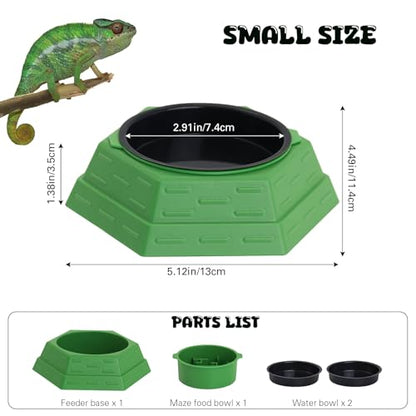 Reptile Feeder Bowl Worm Dish Anti-Escape Food Dish Bowl with 2PCS Feeding Box, Food Water Feeder for Crested Gecko Lizard Chameleon Pets, Reptile Terrarium Tank Accessories (S) - size: S