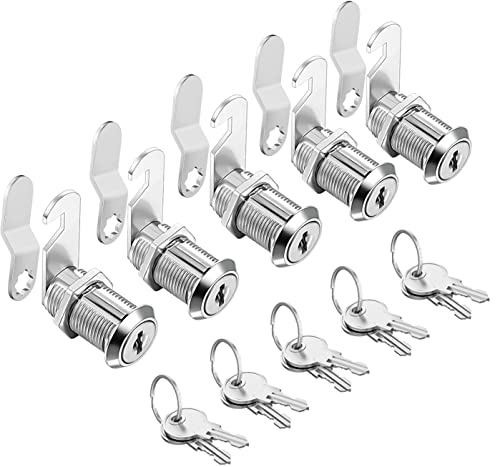 Sissinda Cam Locks Cabinet Locks Keyed Alike,1-1/8Inch Cylinder Fits on 0.9Inch Max Panel Thickness,Secure Drawer RV Camper Storage,Zinc Alloy(1-1/8Inch 5Pcs) - size: 1-1/8 Inch 5Pcs