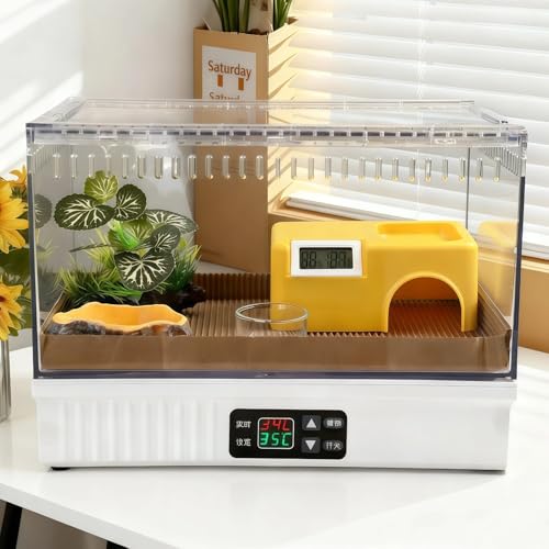 Smart Reptile Terrarium 11.8"x7.8"x10" with Thermostat | Leopard Gecko Tank, Heat/Cold Gradient, High Transparency Acrylic, Fast Heating Aluminum, Stackable for Snake/Lizard - color: White constant temperature feeding box